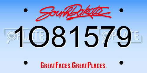 1O81579 South Dakota License Plate