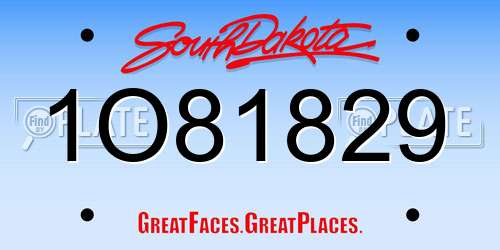 1O81829 South Dakota License Plate