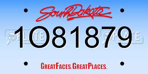 1O81879 South Dakota License Plate