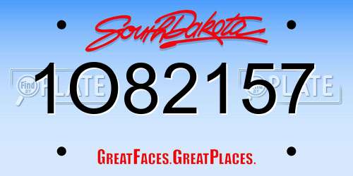 1O82157 South Dakota License Plate
