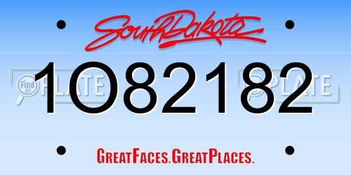 1O82182 South Dakota License Plate