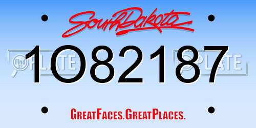 1O82187 South Dakota License Plate
