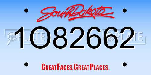 1O82662 South Dakota License Plate