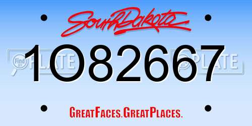 1O82667 South Dakota License Plate