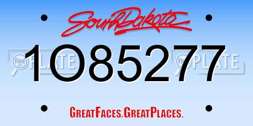 1O85277 South Dakota License Plate