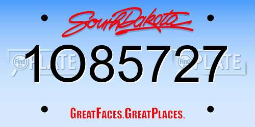 1O85727 South Dakota License Plate