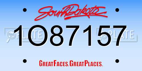 1O87157 South Dakota License Plate