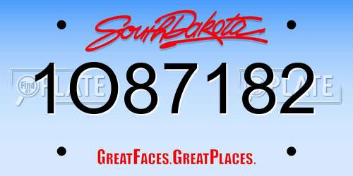 1O87182 South Dakota License Plate