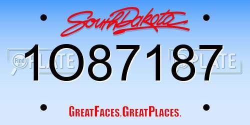 1O87187 South Dakota License Plate