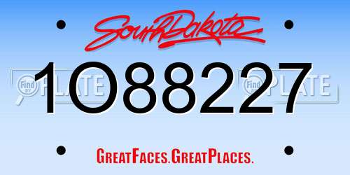 1O88227 South Dakota License Plate