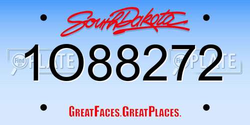 1O88272 South Dakota License Plate