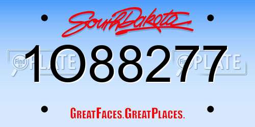 1O88277 South Dakota License Plate