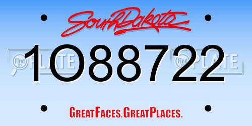 1O88722 South Dakota License Plate