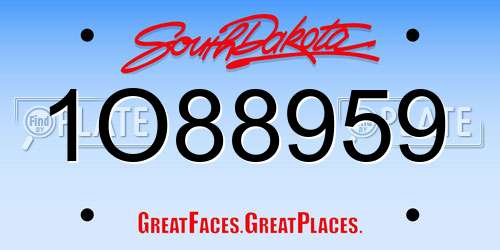 1O88959 South Dakota License Plate