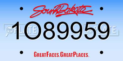 1O89959 South Dakota License Plate