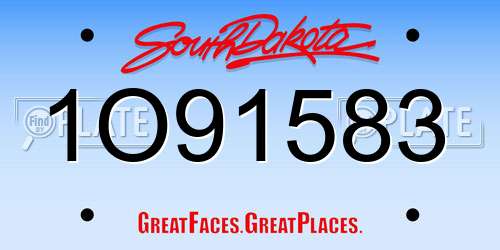 1O91583 South Dakota License Plate