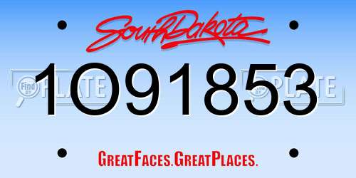 1O91853 South Dakota License Plate