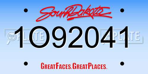1O92041 South Dakota License Plate