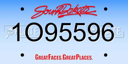 1O95596 South Dakota License Plate
