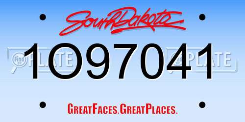 1O97041 South Dakota License Plate