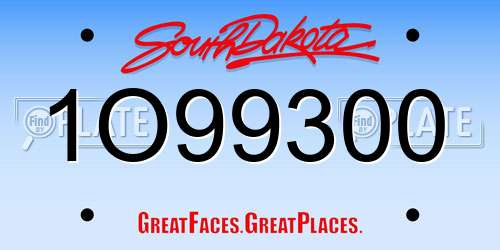1O99300 South Dakota License Plate
