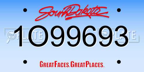 1O99693 South Dakota License Plate