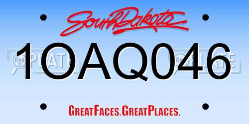 1OAQ046 South Dakota License Plate