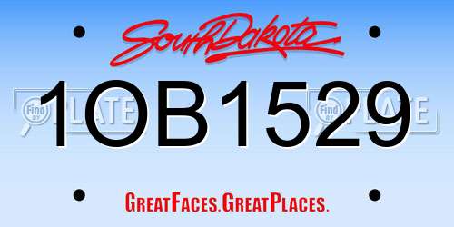 1OB1529 South Dakota License Plate
