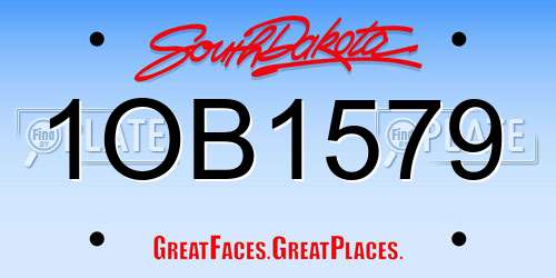 1OB1579 South Dakota License Plate