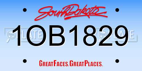 1OB1829 South Dakota License Plate