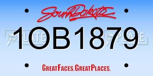 1OB1879 South Dakota License Plate