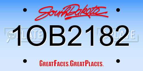 1OB2182 South Dakota License Plate