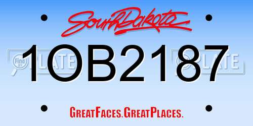 1OB2187 South Dakota License Plate