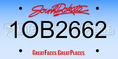 1OB2662 South Dakota License Plate