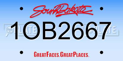 1OB2667 South Dakota License Plate