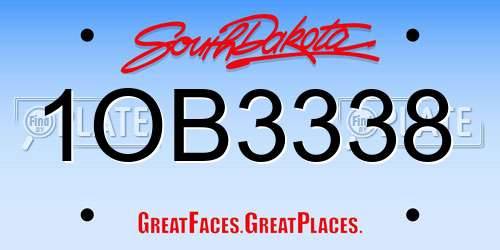 1OB3338 South Dakota License Plate