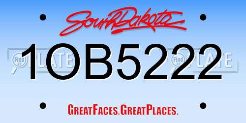 1OB5222 South Dakota License Plate