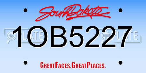 1OB5227 South Dakota License Plate