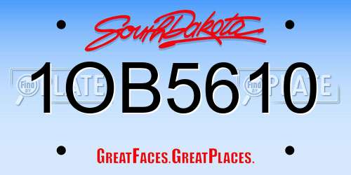 1OB5610 South Dakota License Plate