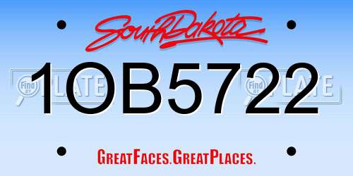 1OB5722 South Dakota License Plate