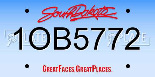 1OB5772 South Dakota License Plate