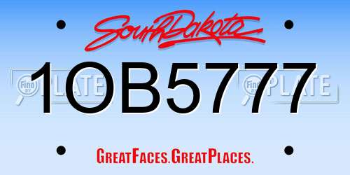 1OB5777 South Dakota License Plate