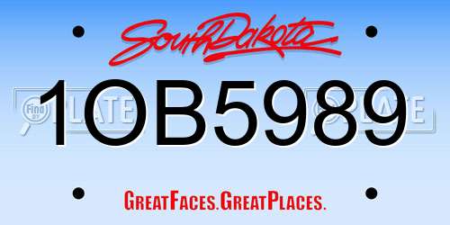 1OB5989 South Dakota License Plate