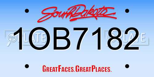 1OB7182 South Dakota License Plate