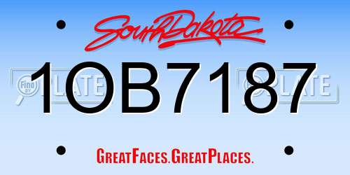 1OB7187 South Dakota License Plate