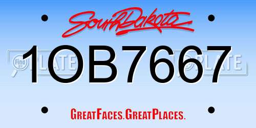 1OB7667 South Dakota License Plate