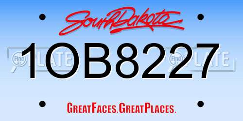 1OB8227 South Dakota License Plate