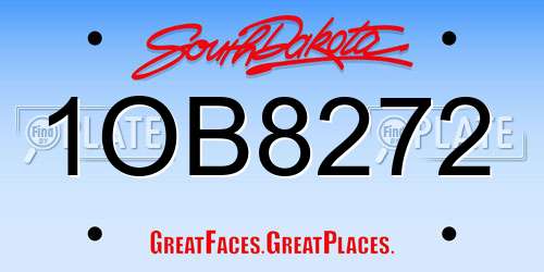 1OB8272 South Dakota License Plate