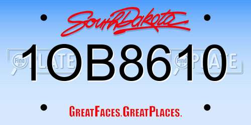 1OB8610 South Dakota License Plate