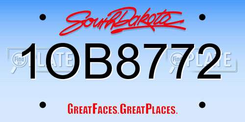 1OB8772 South Dakota License Plate